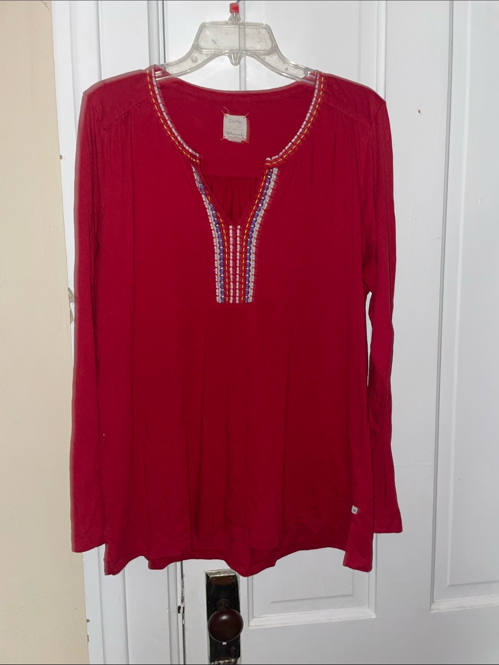 Lucky Brand Crimson Embroidered Long-Sleeve Tunic
